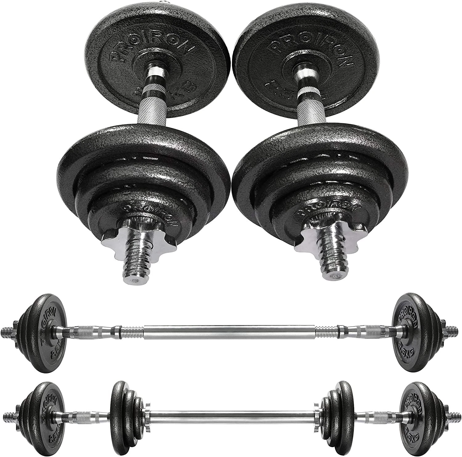PROIRON 44Lbs Cast Iron Adjustable Dumbbell Set Hand Weight with Solid Dumbbell.