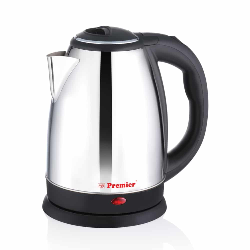 Primier Stainless Steel 1.8Ltr Electric Kettle,1.5m Power Cord,1500W Fast Boil - Silver & Black (1YR WRTY)